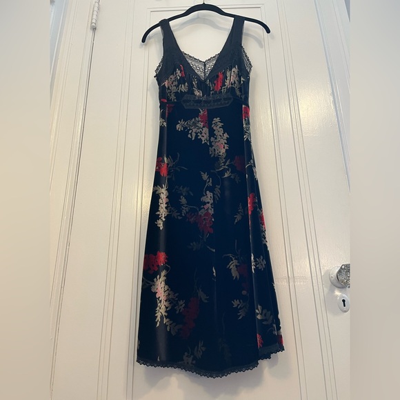 Vintage Anna Sui Black and Red Velvet Dress - Picture 1 of 7